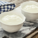 homemade yogurt in glass bowls